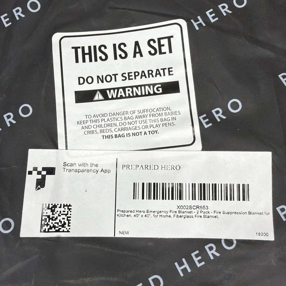 2 Pack New Prepared Hero Fire Blanket 40″×40″ Fiberglass Home Emergency Safety